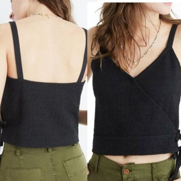 Madewell - Finale Tank Top Cropped Faux-Wrap Blouse G6365 | Small | True Black - Picture 12 of 12